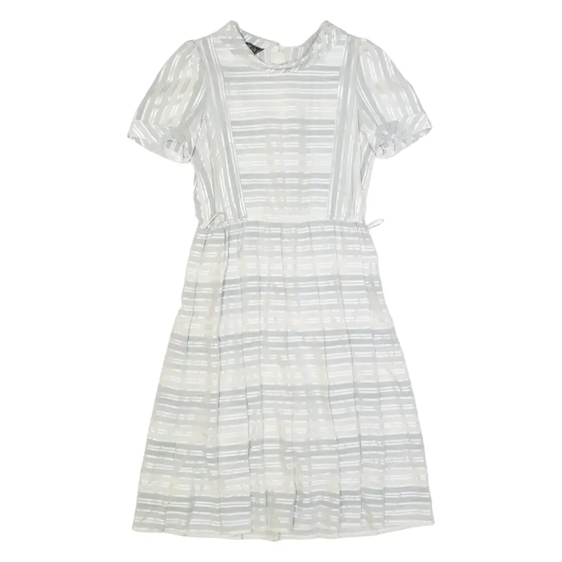 ABS Womens A-Line Dress Grey 90s Striped Short Sleeve Midi S