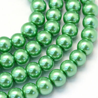 Baking Painted Pearlized Glass Pearl Round Beads Strands