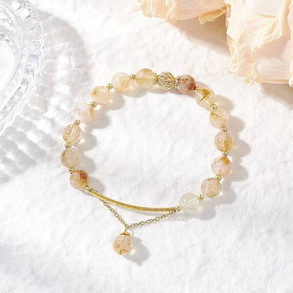 Natural Citrine Round Beaded Bracelets
