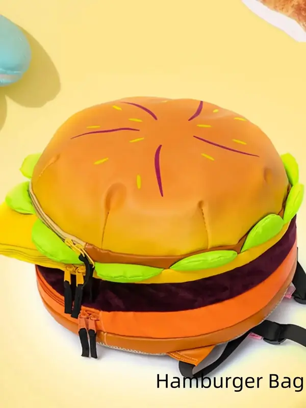 Women's Fashionable Novelty Hamburger Design Backpack, Cute Large Volume Backpack with Adjustable Strap for Daily Used, Cute ...