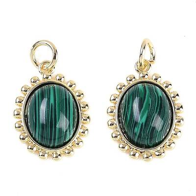 Synthetic Malachite Oval Pendants