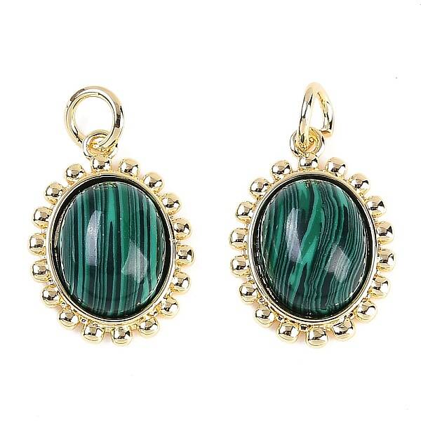 Synthetic Malachite Oval Pendants