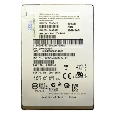 00AR331 IBM 800GB Multi-Level Cell SAS 12Gb/s 2.5-Inch Solid State Drive for Storwize V7000 Gen2