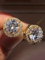 Fashion Round Zirconia Decorated Stud Earrings, Fashionable Earrings for Party, Daily Clothing Decor, Trendy All-match & Exqu...