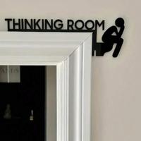 Wooden Modern Simple Door Sign, 1 Count Thinking Room Letter & Toilet & People Design Wall Decor, Hanging Ornament for Home L...