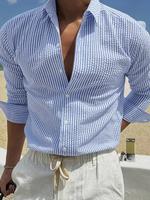 Men's Striped Print Longsleeves Shirt, Casual Comfy Top for Spring & Fall, Men's Clothes for Daily Wear, Casual Fit Comfy Men...