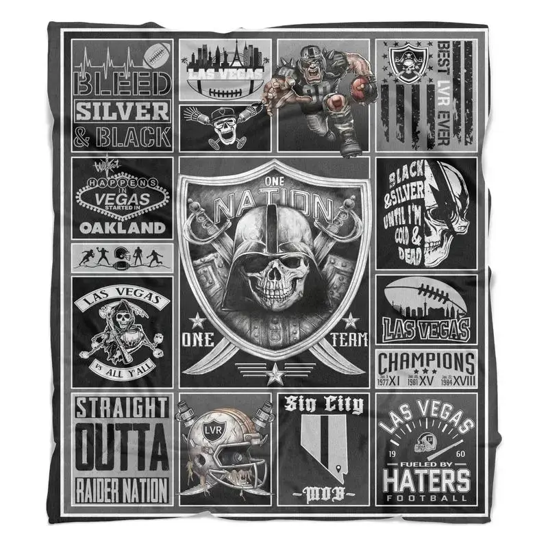 Raider Nation Echo Team Las Vegas Footbal!Blanket Gift for Men Ladies Boys Coveredblanket,60 x 50