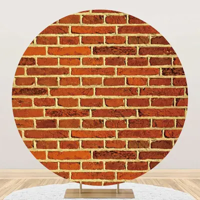 Rust Red Retro Brick Wall Round Birthday Backdrop - Aperturee