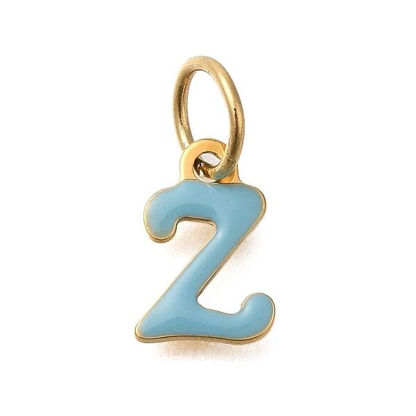 Ion Plating(IP) 304 Stainless Steel Enamel Alphabet Charms