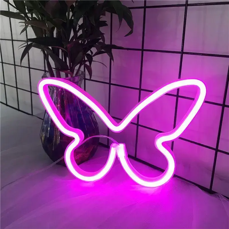 Butterfly Shaped LED Neon Light, Decorative Light for Room Wall Decor Birthday Gift Idea