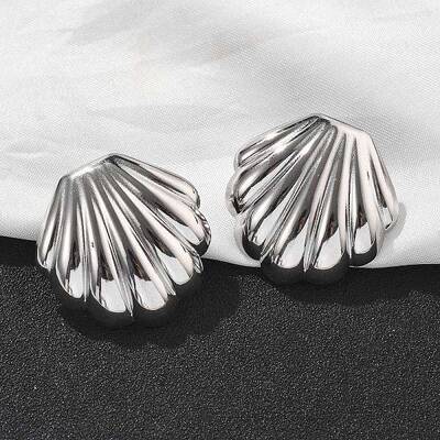 304 Stainless Steel Shell Shaped Studs Earrings for Women