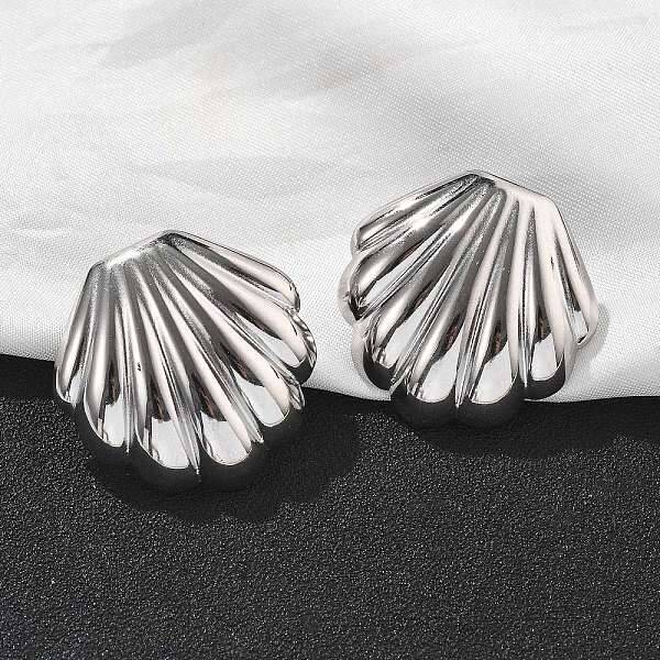 304 Stainless Steel Shell Shaped Studs Earrings for Women