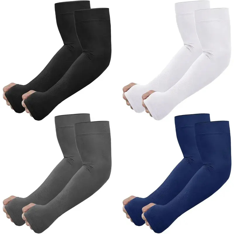 UV Sun Protection Arm Sleeves with Thumb Hole for Men Women Youth, Cooling Sleeve to Cover Tattoo, Mid-Compression