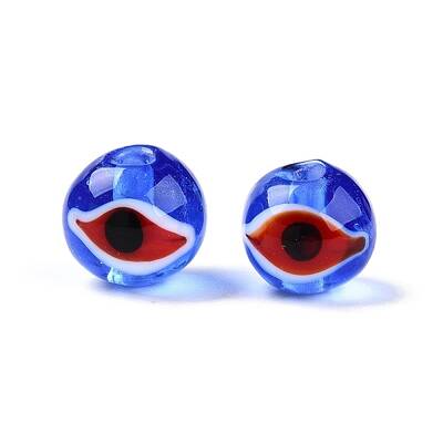 Handmad Evil Eye Round Lampwork Beads