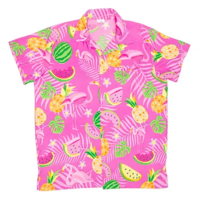 KING KAMEHA Womens Printed Blouse Pink V-Neck Floral L