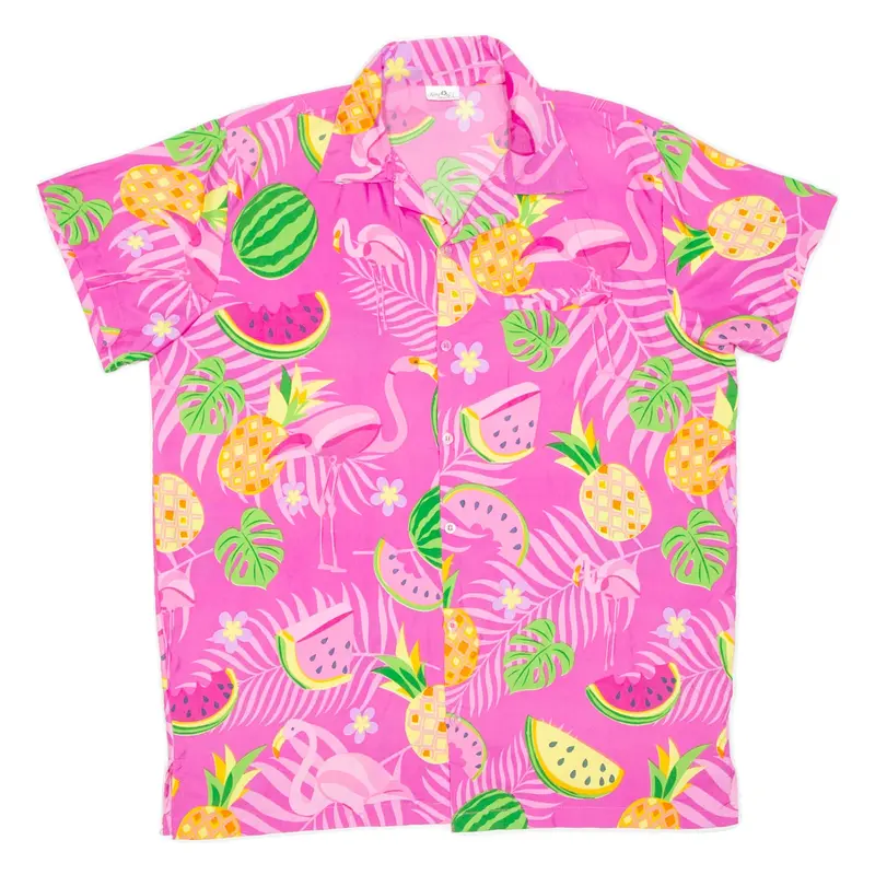 KING KAMEHA Womens Printed Blouse Pink V-Neck Floral L