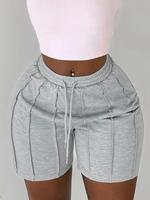 Women's Plain Drawstring Waist Shorts, Casual Elastic Waist Pocket Shorts for Summer, Ladies Bottoms for Daily Wear