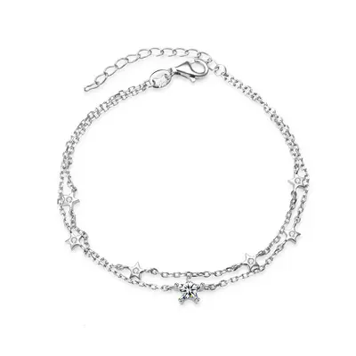 Beneto Playful Silver Double Bracelet with Stars AGB 732/21
