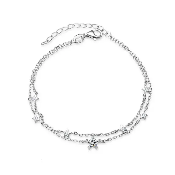 Beneto Playful Silver Double Bracelet with Stars AGB 732/21