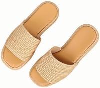 Platform Sandals for Women Open Toe Comfort Slip On Espadrille Sandals Cute Beach Straw Raffia Sandals Casual Summer Vacation...