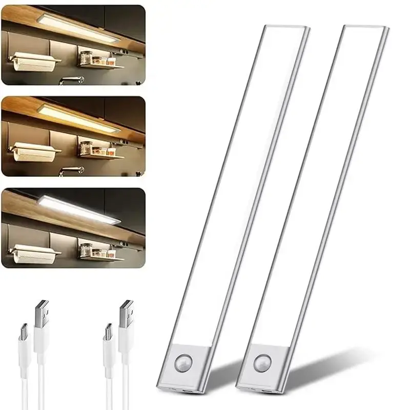 LED Under Cabinet Light, Rechargeable Magnetic Strip Lights, Indoor Motion-Sensor Light, Under Closet Light for Kitchen, Clo...