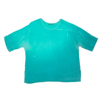 Womens Top Blue 3/4 Sleeve Silk L