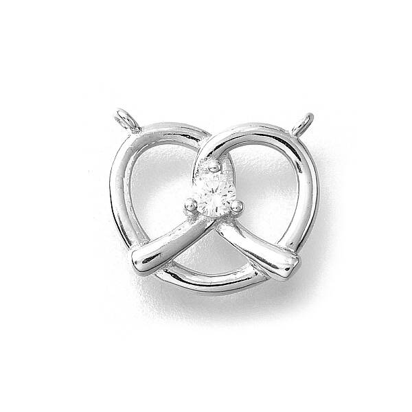 925 Sterling Silver Pave Clear Cubic Zirconia Heart Charms