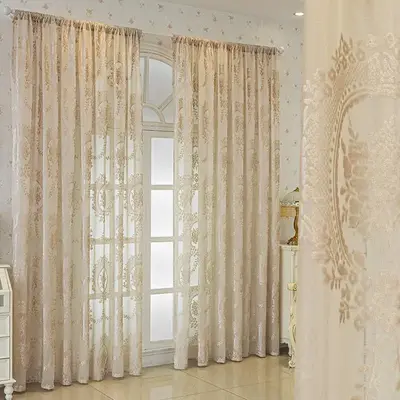 Jacquard Floral Pattern Curtain, 2 CountsĀ Modern Thickened Curtain, Home Decorative Curtain for Living Room Bedroom Balcony