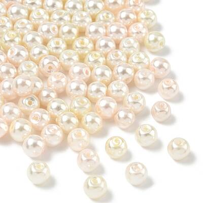 Baking Painted Pearlized Glass Pearl Round Beads