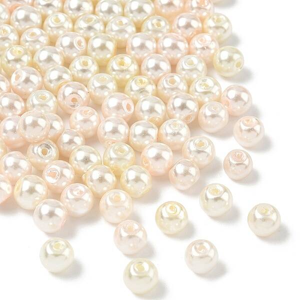 Baking Painted Pearlized Glass Pearl Round Beads