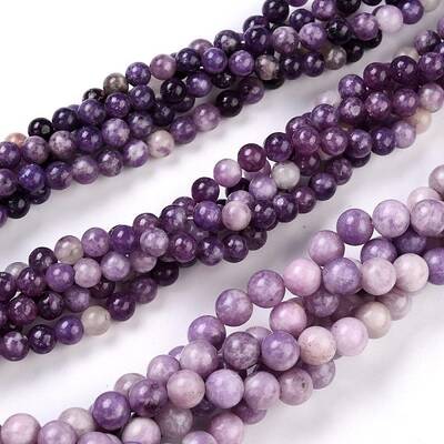 Natural Lepidolite/Purple Mica Stone Beads Strands