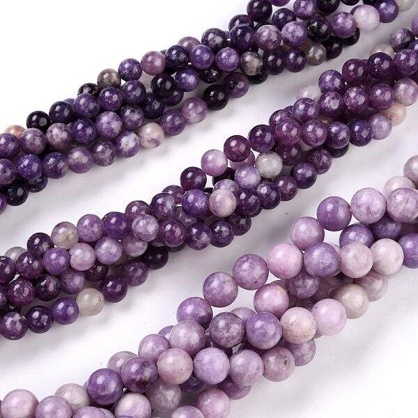 Natural Lepidolite/Purple Mica Stone Beads Strands