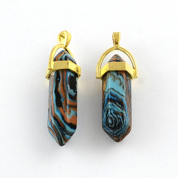 Malachite Stone Pendants with Alloy Findings