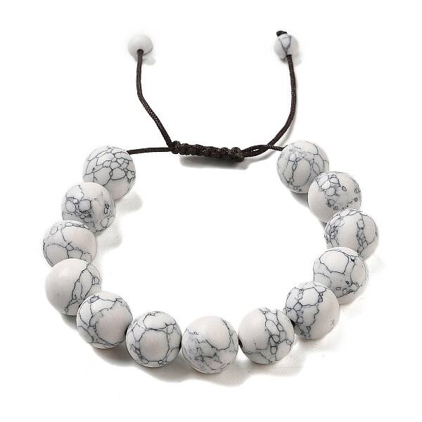 12.5mm Round Synthetic Howlite Braided Bead Bracelets for Women Men