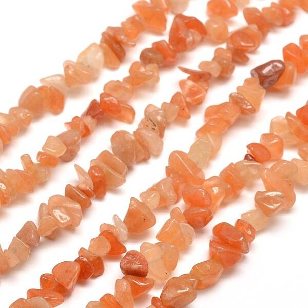 Natural Red Aventurine Chip Bead Strands