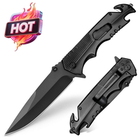 Tactical EDC Folding Knife Black Stainless Steel Razor Sharp Blade Non-Rust Camping Hunting Survival Gear Compact Everyday Ca...