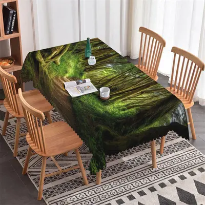 Brown Trunk Green Grass Sunshine Road Tablecloth - Aperturee