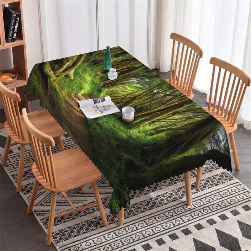 Brown Trunk Green Grass Sunshine Road Tablecloth - Aperturee