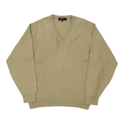 Burberry V-neck Jumper - Small Beige Wool