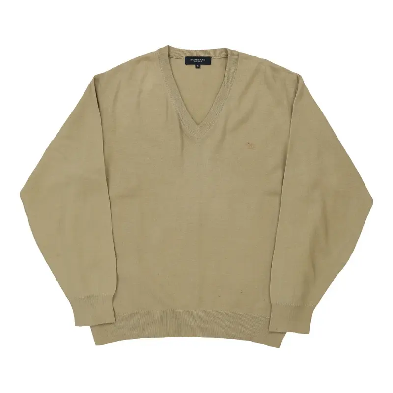 Burberry V-neck Jumper - Small Beige Wool