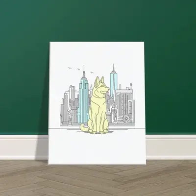 Urban Paws - Dog and Cityscape Canvas
