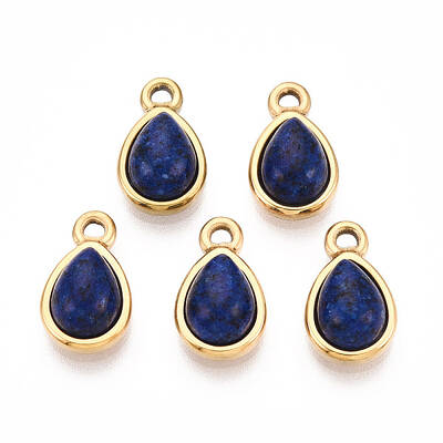 Dyed Natural Lapis Lazuli Teardrop Charms