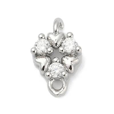 Brass Micro Pave Clear Cubic Zirconia Connector Charms