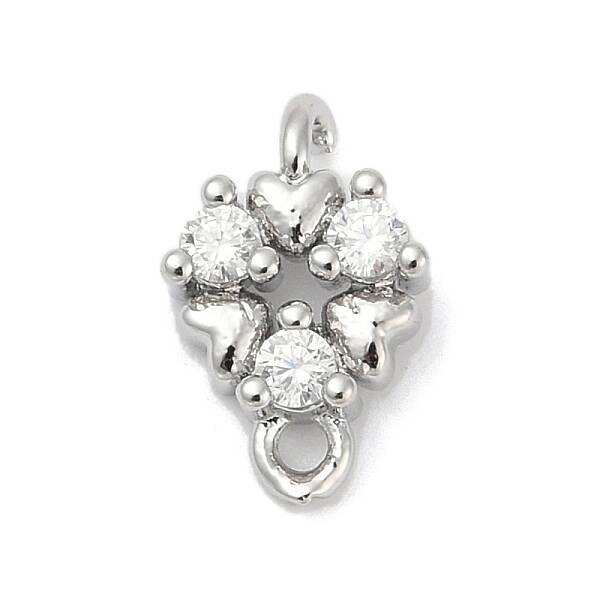 Brass Micro Pave Clear Cubic Zirconia Connector Charms