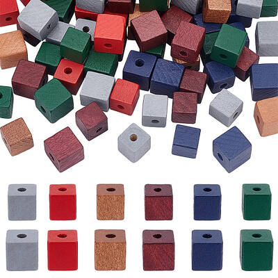 96Pcs 12 Style Dyed Wood Beads