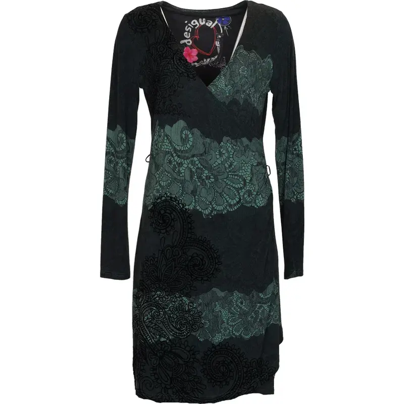 Desigual Floral Midi Dress - Large Black Cotton Blend