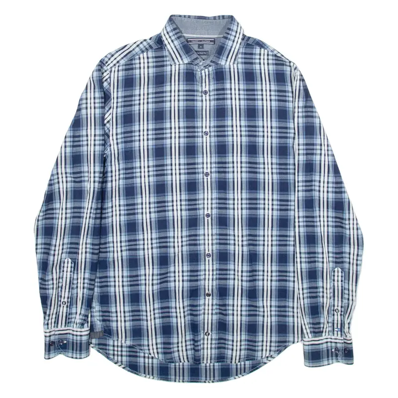 TOMMY HILFIGER Mens Shirt Blue Check Long Sleeve M