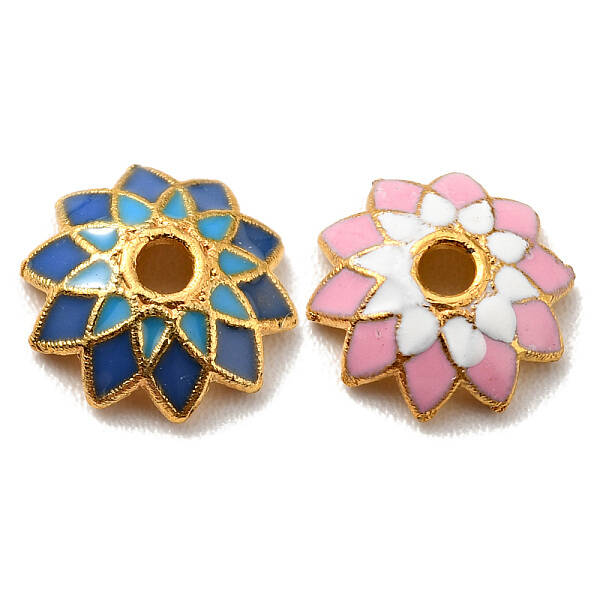 Multi-Petal Alloy Enamel Bead Caps