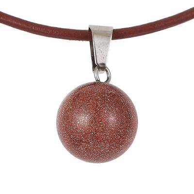 Synthetic Goldstone Round Pendant Necklaces