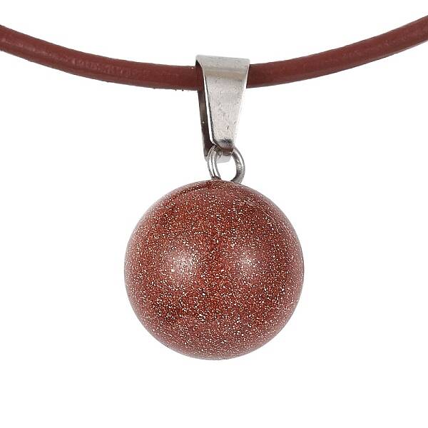 Synthetic Goldstone Round Pendant Necklaces